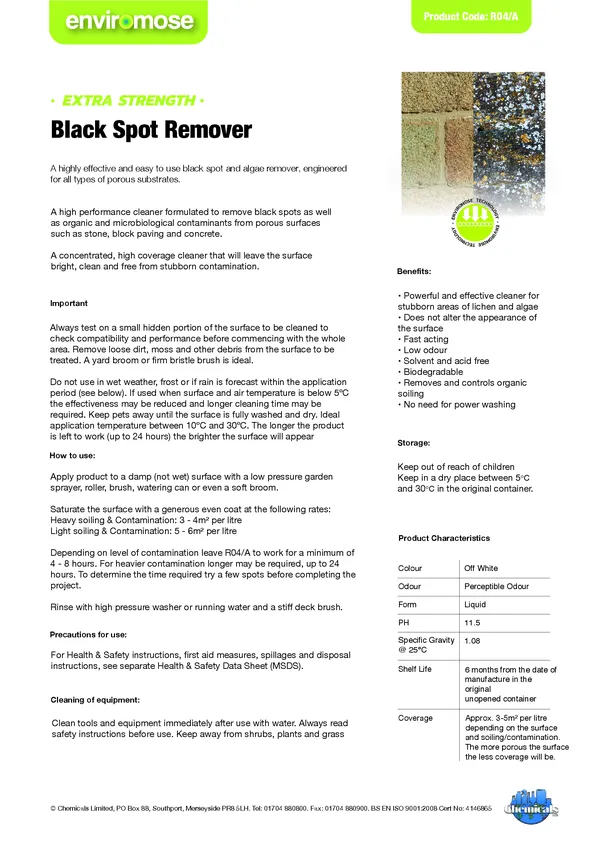 Black Spot Remover Datasheet PDF 